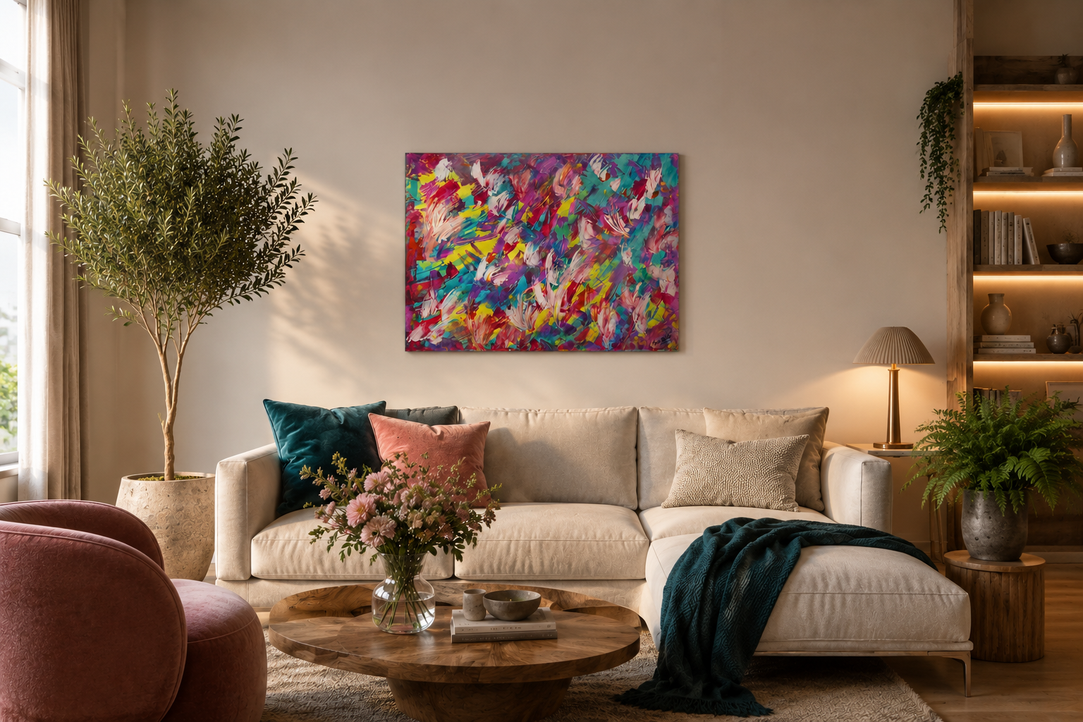Tableau rectangulaire en peinture acrylique 
