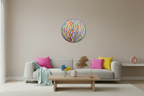 Tableau abstrait acrylique rond 50 cm – Éclat Festif™