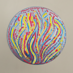 Tableau abstrait acrylique rond 50 cm – Éclat Festif™
