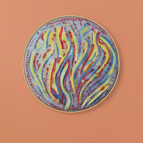 Tableau abstrait acrylique rond 50 cm – Éclat Festif™