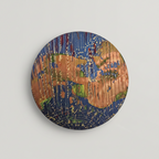 Tableau abstrait rond bleu et doré 20cm  – Éclipse Cuivrée™