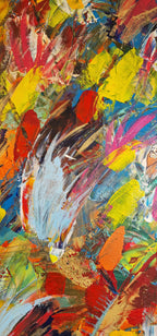 détail peinture abstraite colorée acrylique sur toile avec textures artistiques et couleurs vives modernes