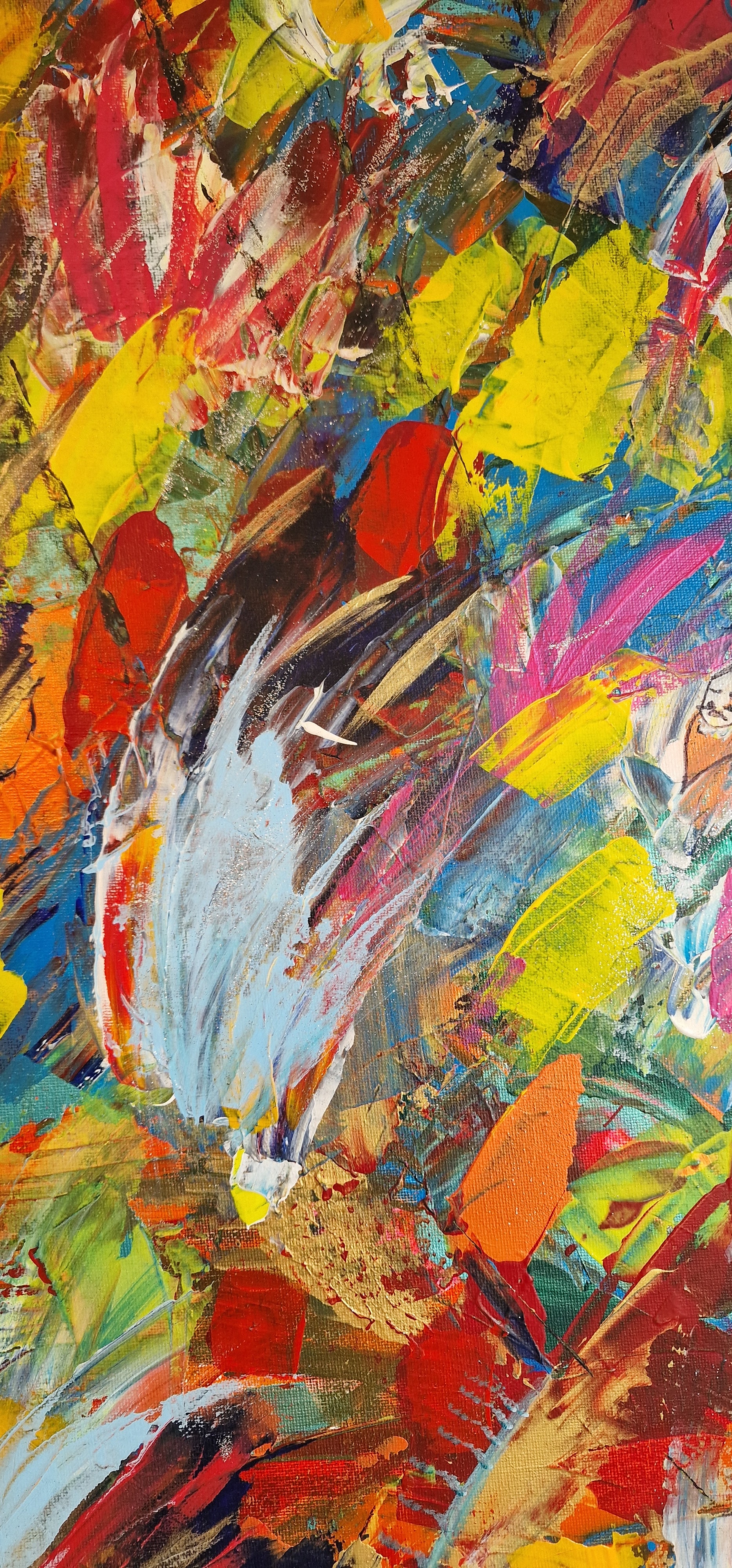 détail peinture abstraite colorée acrylique sur toile avec textures artistiques et couleurs vives modernes