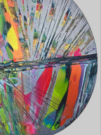 detail peinture acrylique tableau abstrait bleu texture couleur