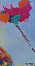 Zoom sur les formes florales abstraites et les couleurs vives du tableau contemporain Éclat Nomade™