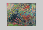 Vue de face du tableau peinture abstrait moderne Jardin Astral™ aux couleurs vibrantes et textures expressives