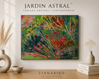 Tableau peinture abstrait moderne Jardin Astral™ réalisé à la main avec textures colorées et composition artistique contemporaine