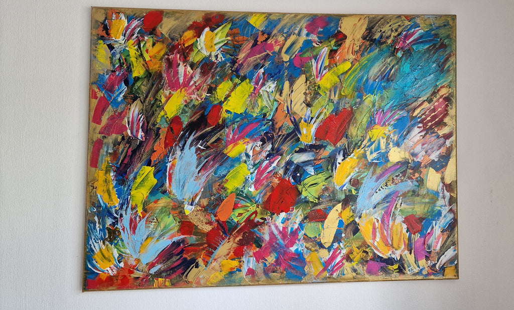 œuvre abstraite contemporaine colorée peinture acrylique sur toile grand format pièce unique Tianabird