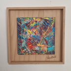 Œuvre originale abstraite Écrin Cosmique tableau carré contemporain coloré réalisé à la main par Tiana Bird