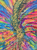 detail peinture acrylique avec relief et texture multicolore