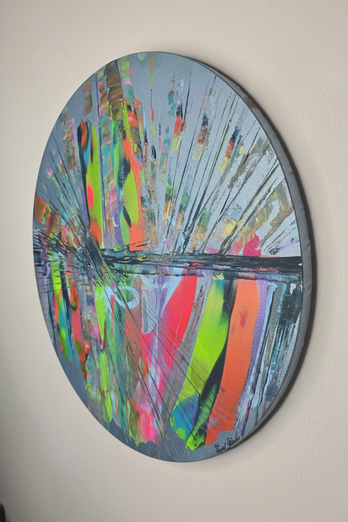 tableau abstrait bleu moderne rond design interieur