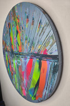 tableau abstrait contemporain bleu profil peinture acrylique