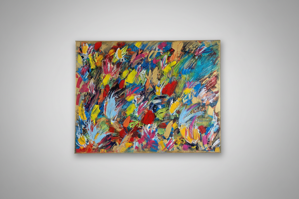 tableau abstrait coloré grand format Eclat de Soi peinture acrylique moderne sur toile décoration murale contemporaine