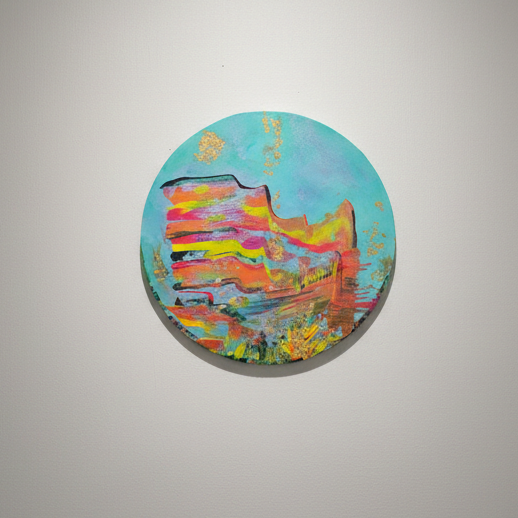 tableau abstrait coloré rond pour decoration murale