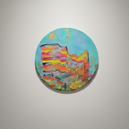 tableau abstrait coloré rond pour decoration murale