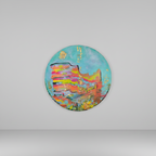 tableau abstrait coloré rond moderne fait main