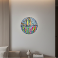 tableau abstrait contemporain bleu dans un salon design moderne