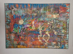 Tableau abstrait moderne coloré Harmonie Solaire photographié en studio avec rendu fidèle et réaliste