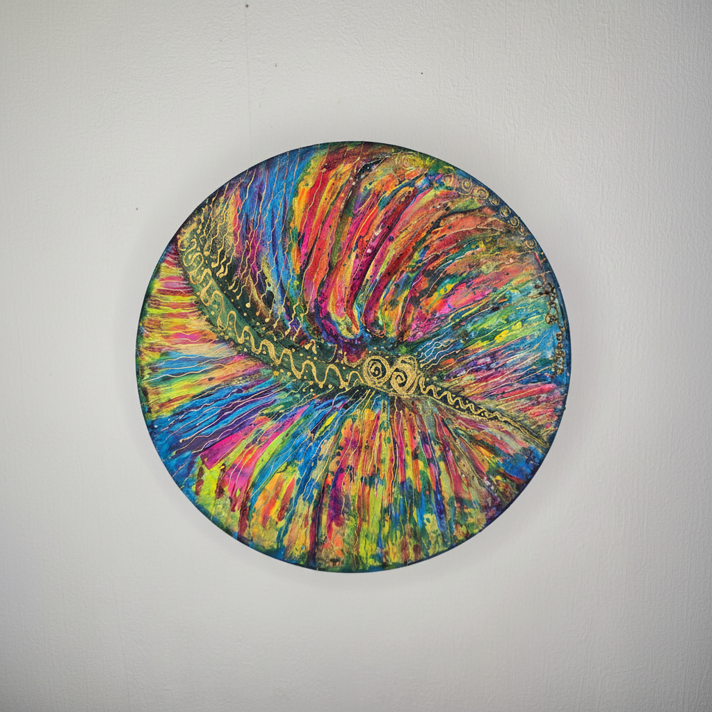 tableau abstrait texture relief multicolore fait main