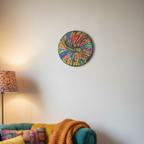 tableau abstrait texture relief dans un salon moderne