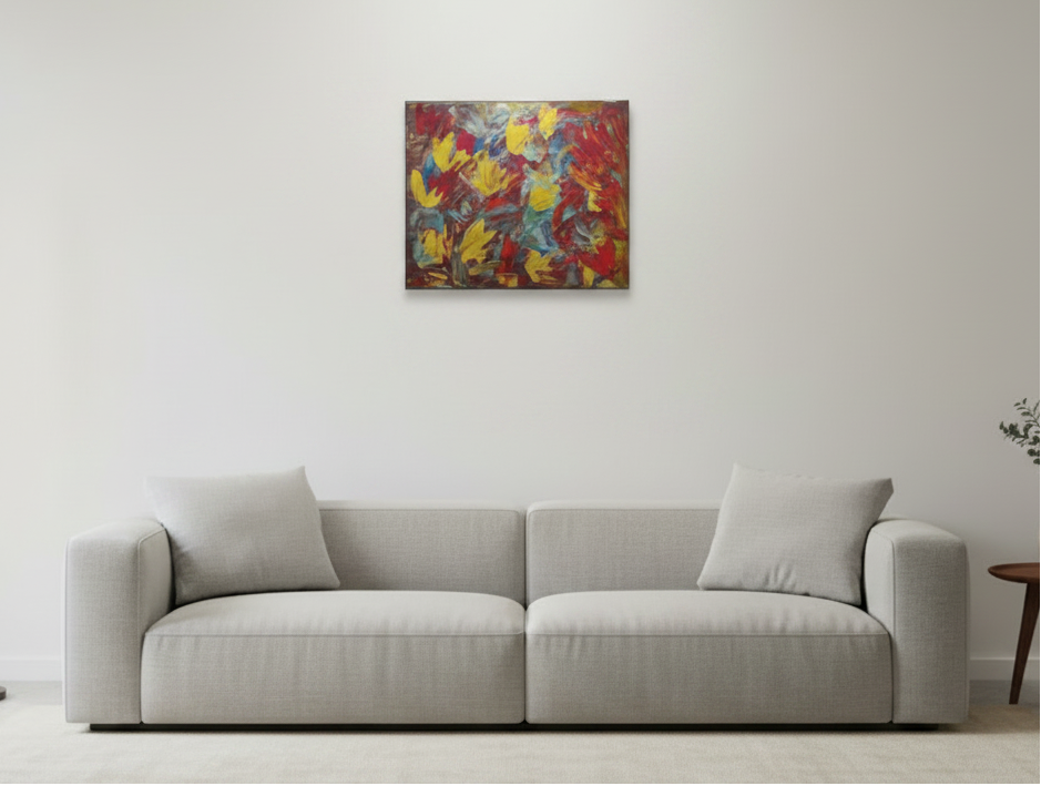 Abstrait tableau moderne coloré nommé Éclat d'Iguane™ œuvre unique et moderne