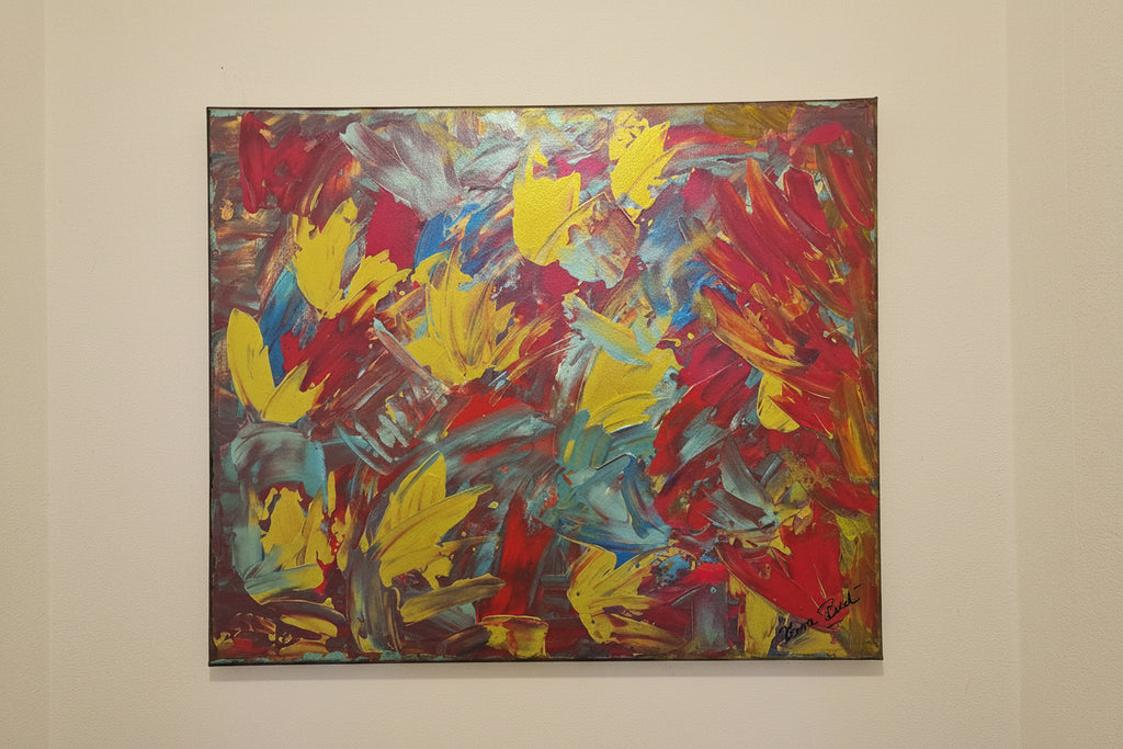 Tableau unique signé Tiana Bird Œuvre original en peinture abstraite.