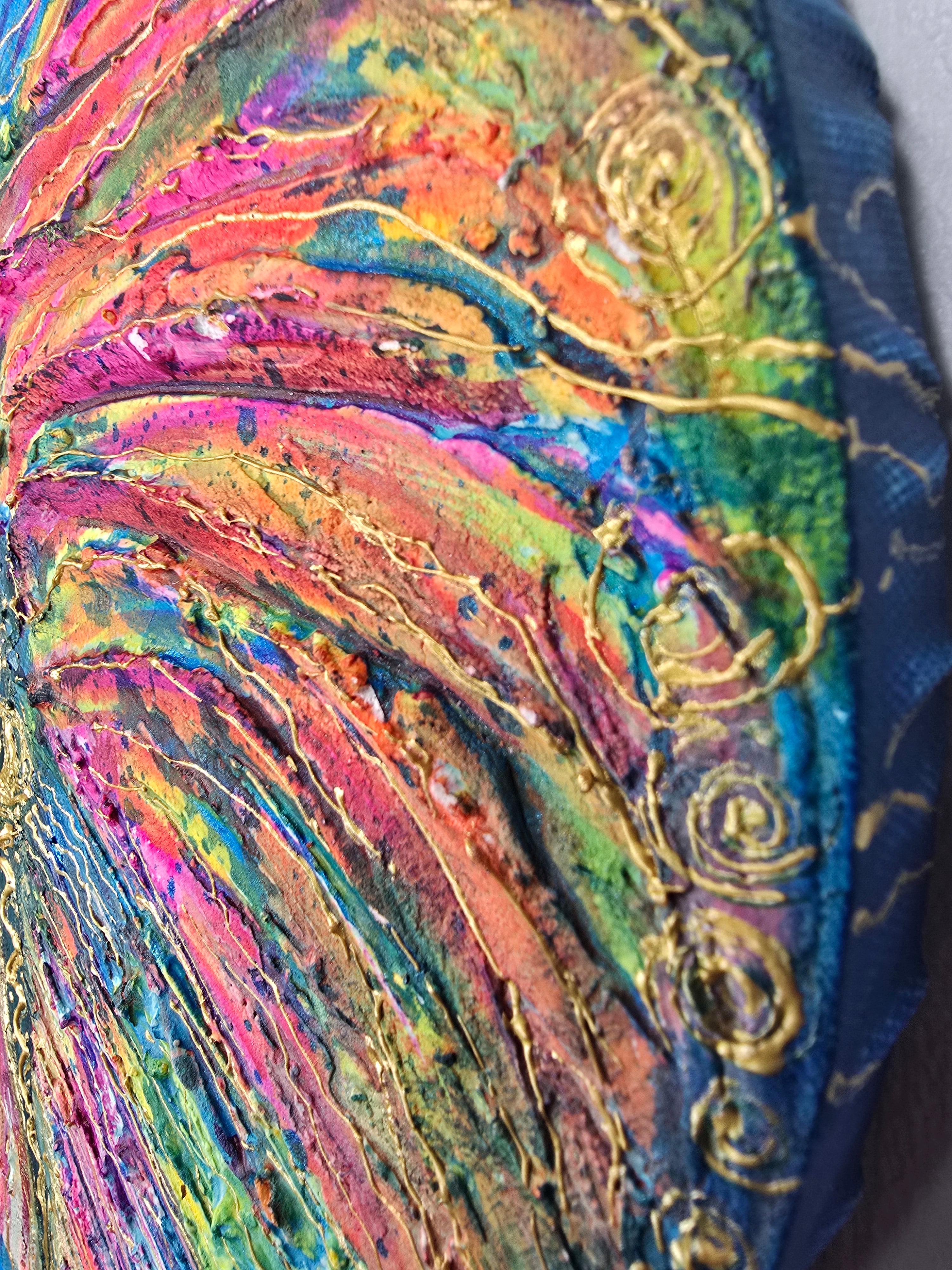 detail tableau abstrait texture relief effet matiere acrylique